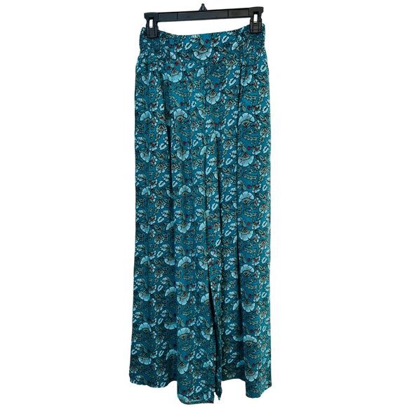 NWT XS Band Of The Free Floral Elise Deep Teal Aqua Wide Leg Palazzo Pants - Picture 8 of 11